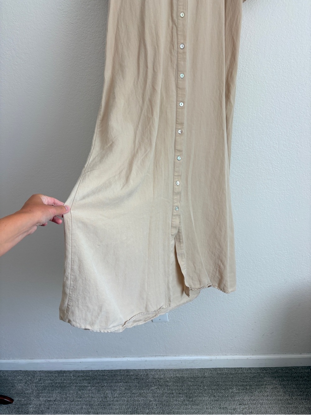 Zara Cream Button-Front Midi Shirt Dress - Picture 6 of 9